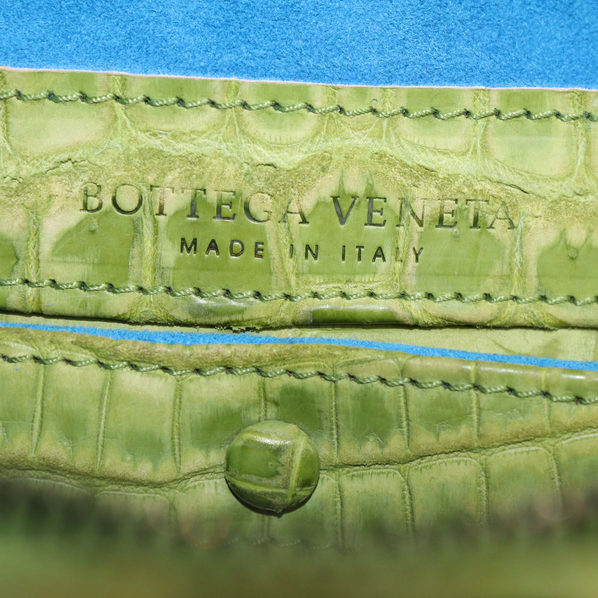 Bottega Veneta Light Green Matte Crocodile Bowling Bag