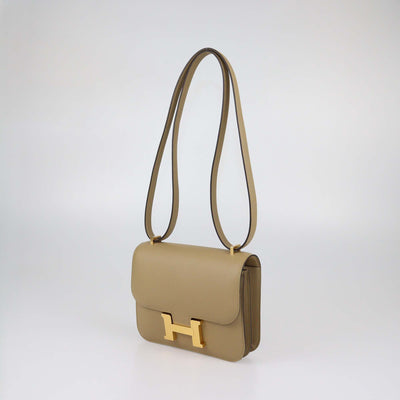 Hermes Poussiere Epsom Leather Mini Constance Bag
