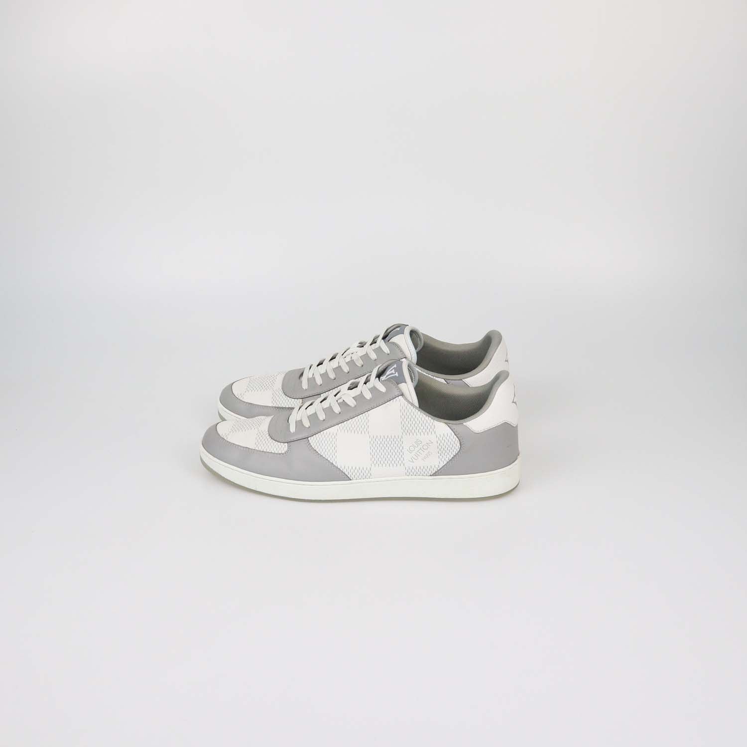 Louis Vuitton White/Grey Damier Leather Rivoli Low Top Sneaker