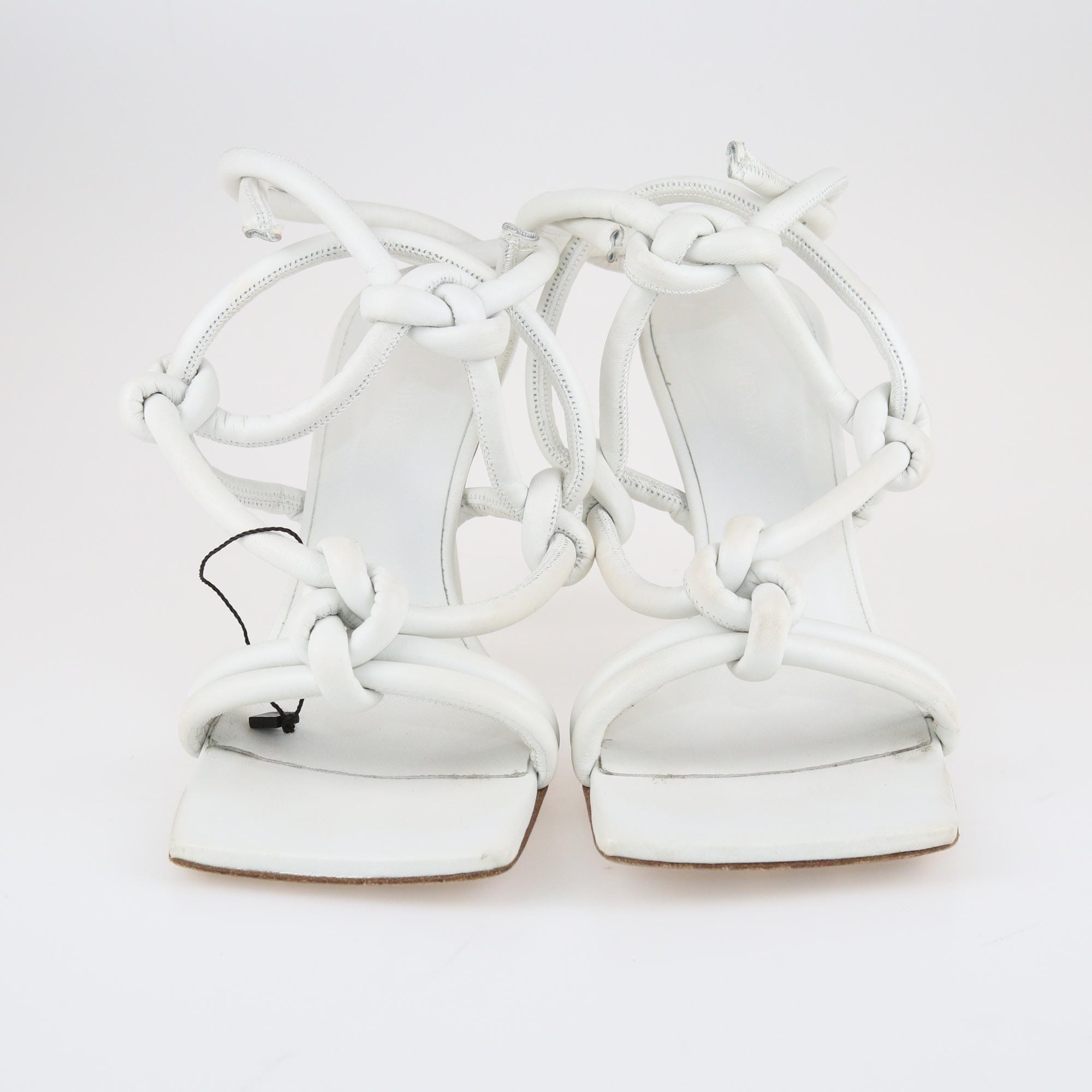 White Knotted Ankle Strap Sandals Shoes Bottega Veneta 