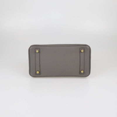 Hermes Gris Etain Togo Leather Gold Hardware Birkin 25 Bag