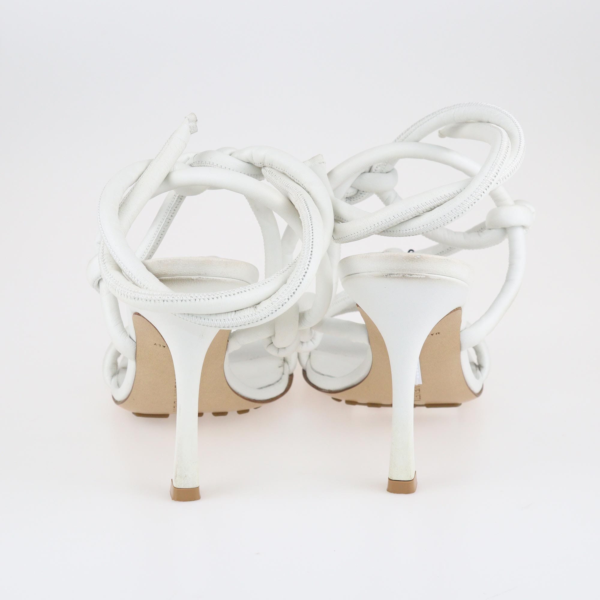 White Knotted Ankle Strap Sandals Shoes Bottega Veneta 