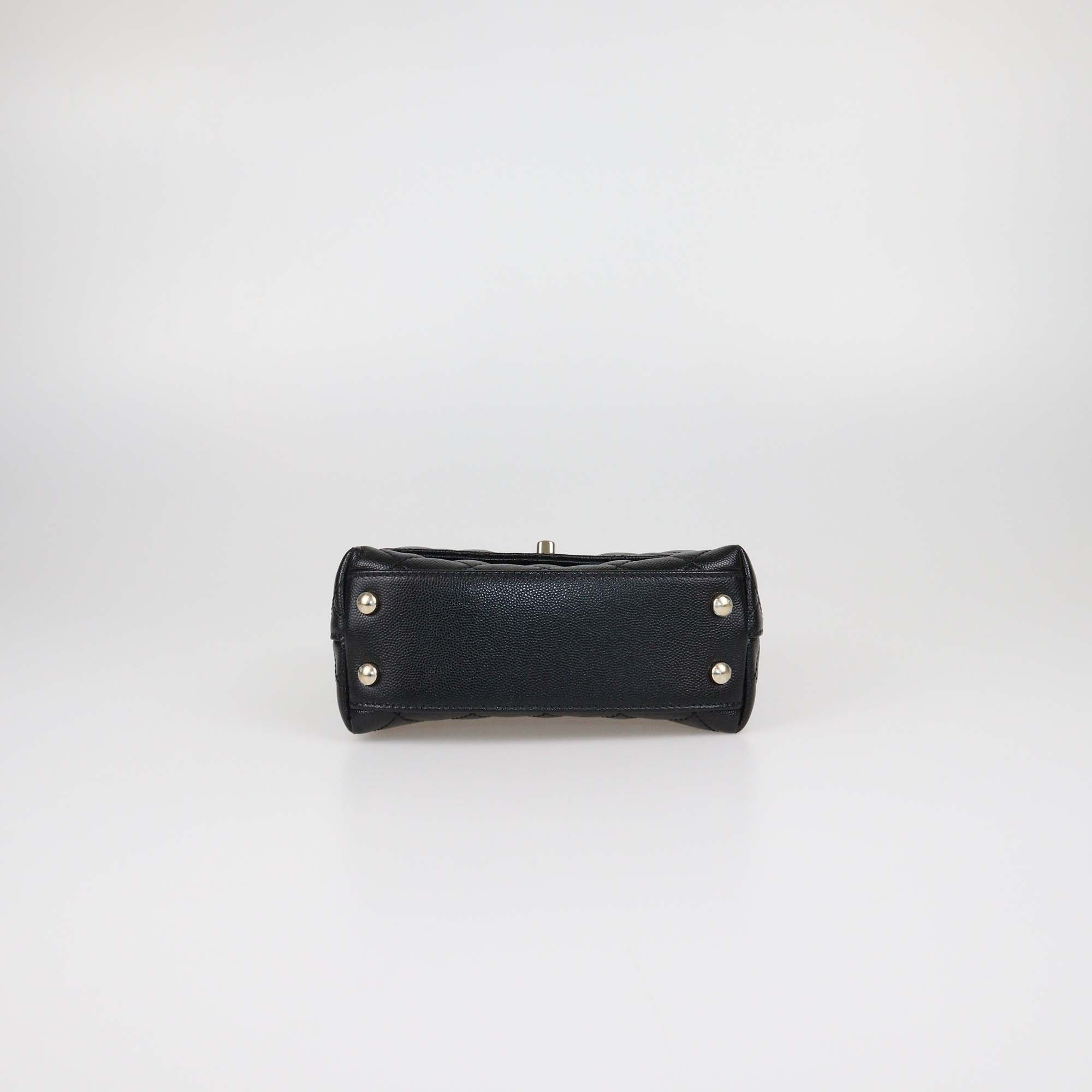 Chanel Black Quilted Caviar Leather Mini Coco Top Handle Bag