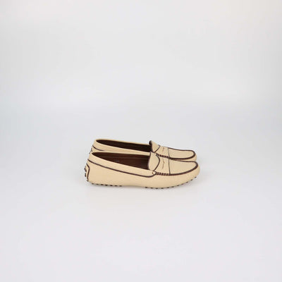 Tod's Cream Leather Slip On Loafers