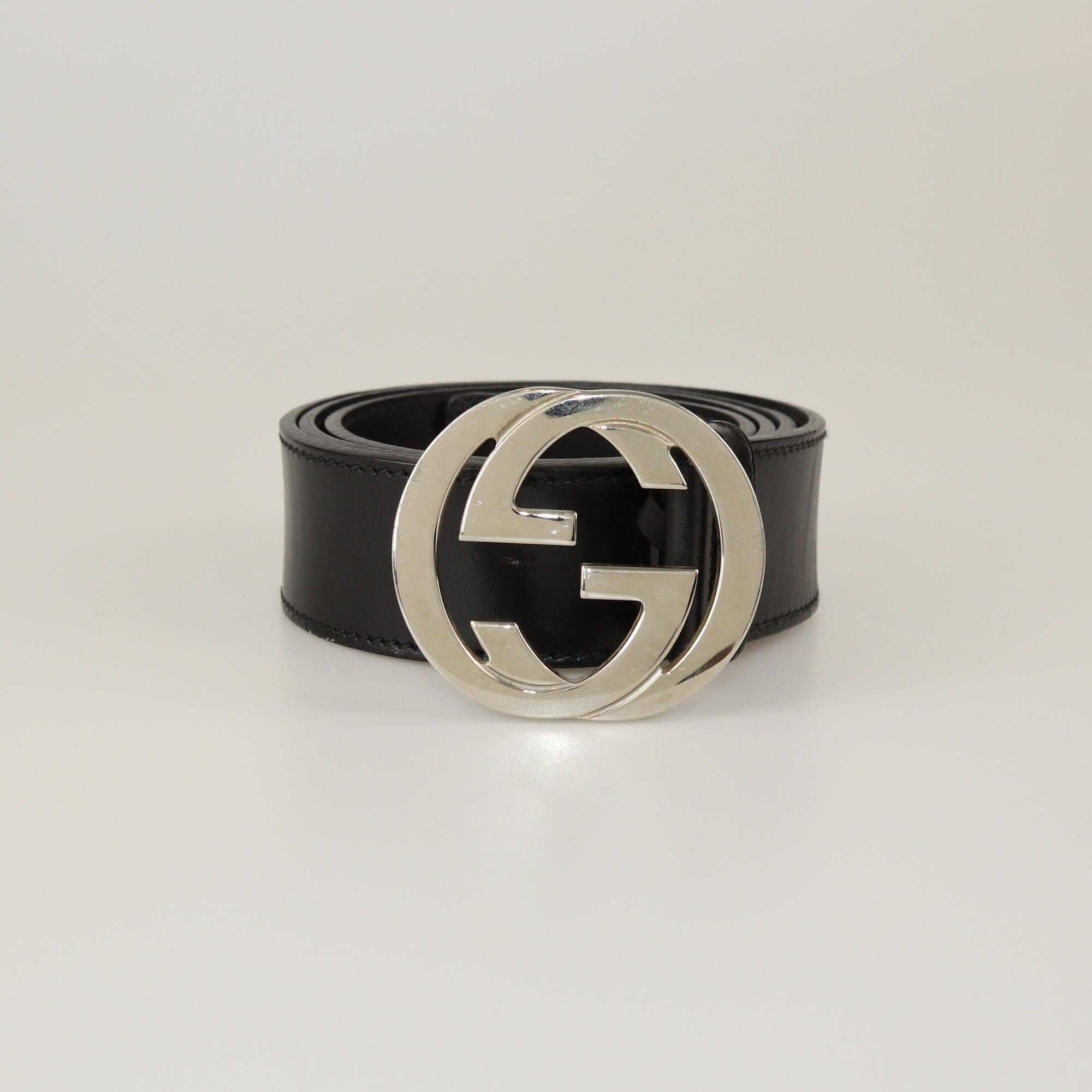 Gucci Black Interlocking G Buckle Belt Mens Gucci 