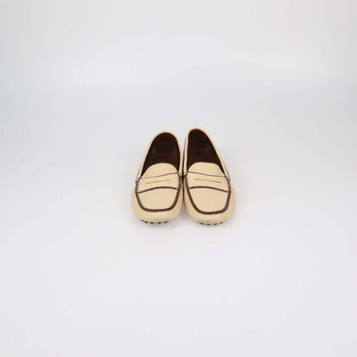 Tod's Cream Leather Slip On Loafers