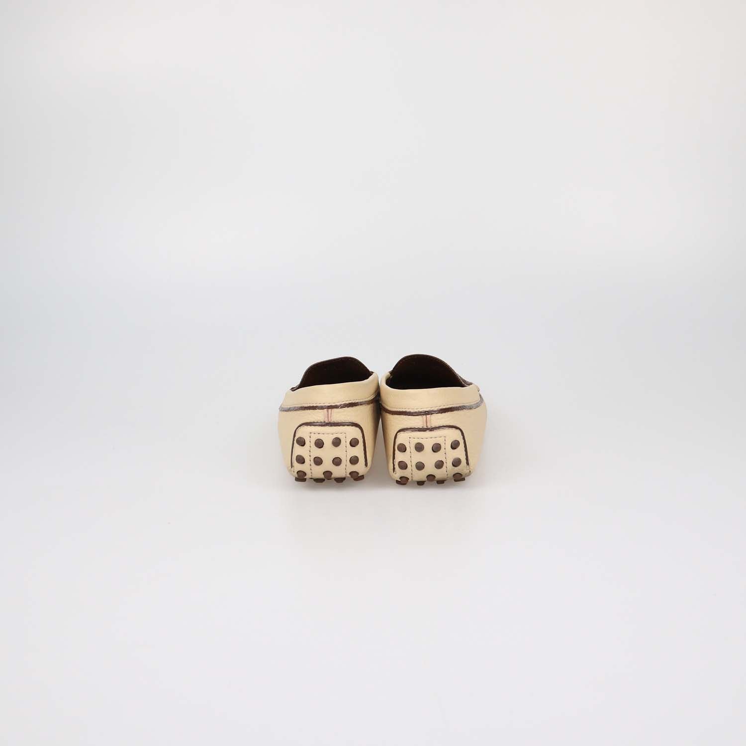 Tod's Cream Leather Slip On Loafers