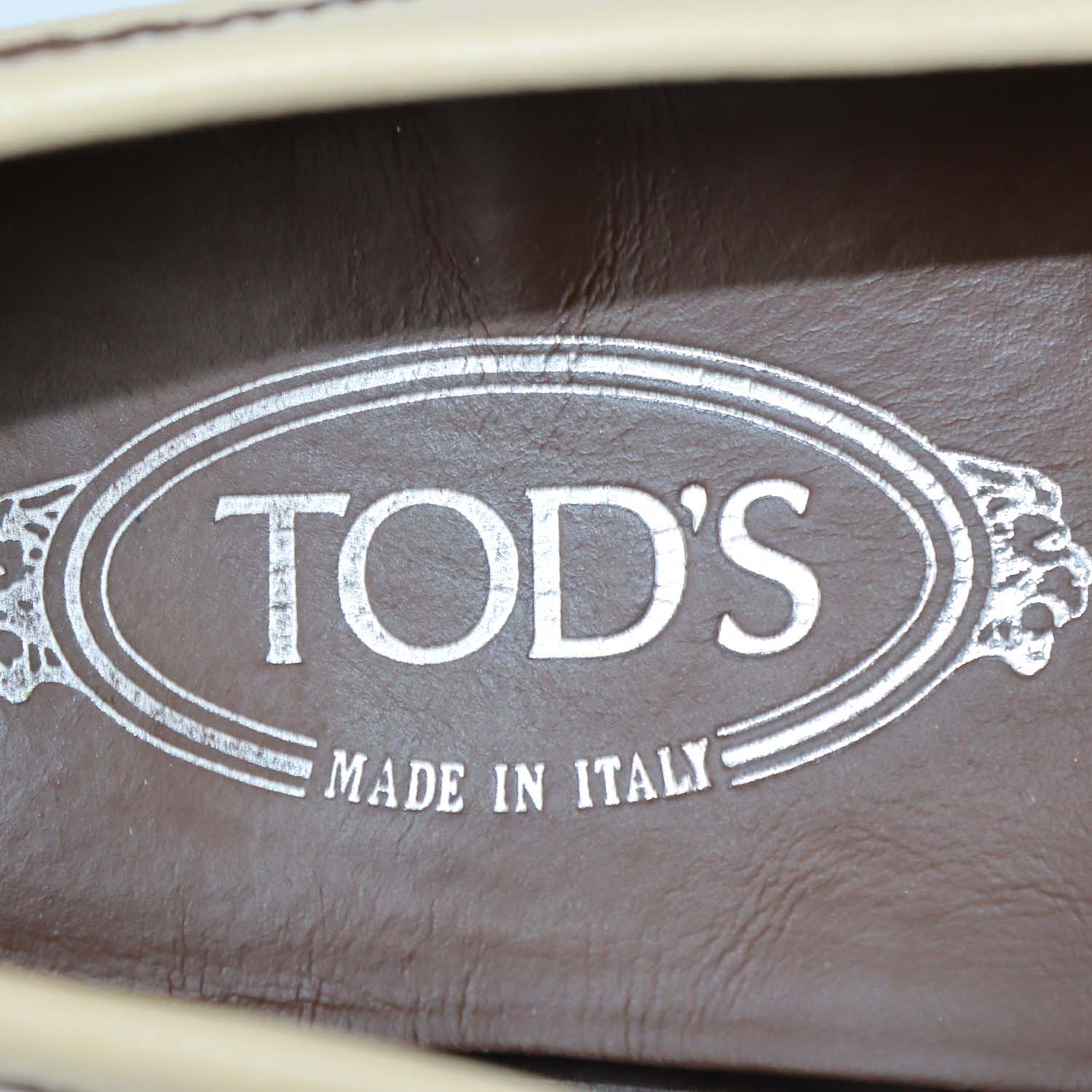 Tod's Cream Leather Slip On Loafers