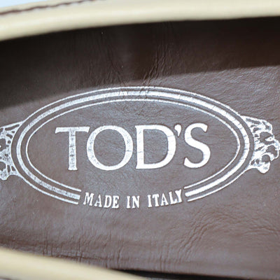 Tod's Cream Leather Slip On Loafers
