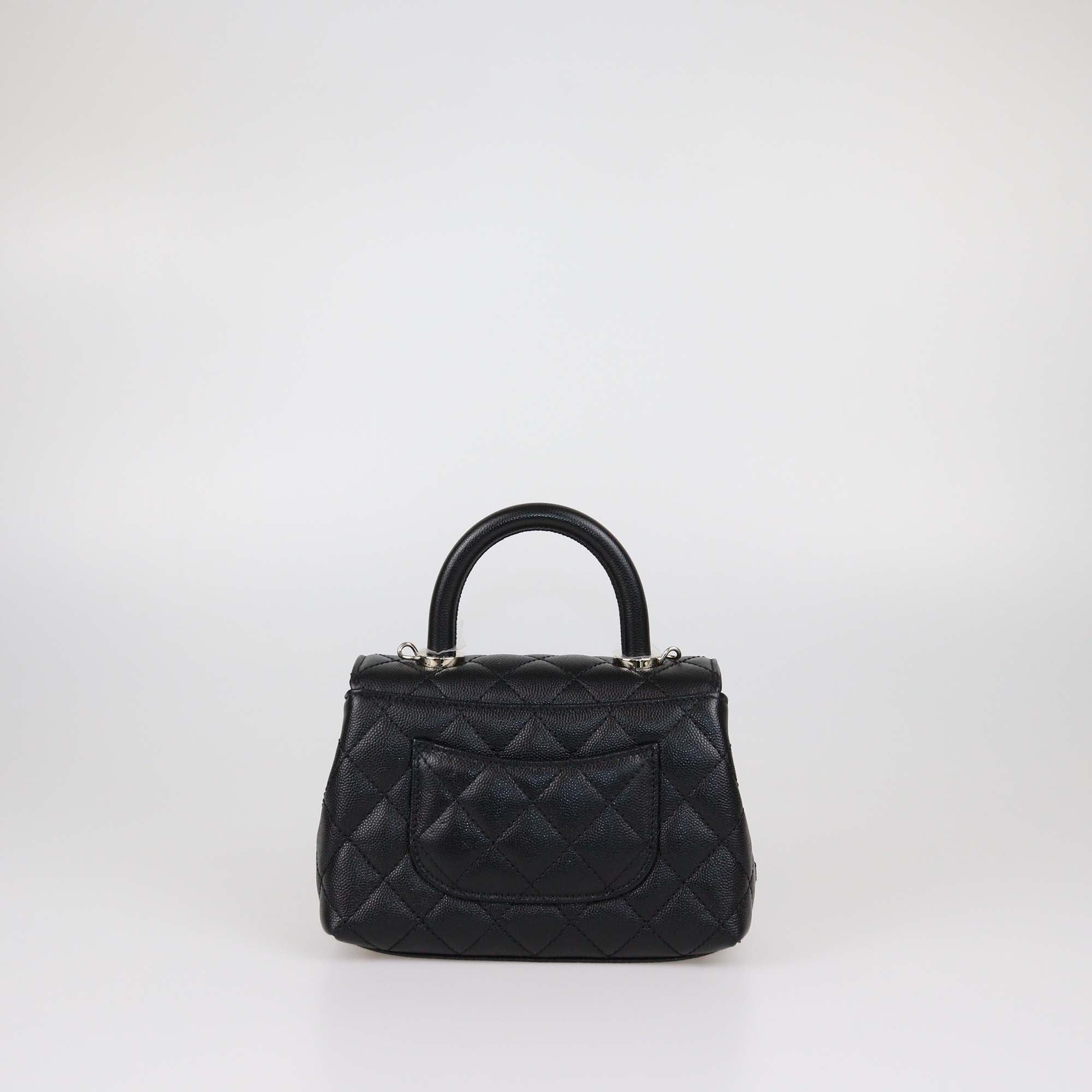Chanel Black Quilted Caviar Leather Mini Coco Top Handle Bag