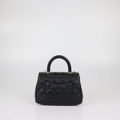 Chanel Black Quilted Caviar Leather Mini Coco Top Handle Bag