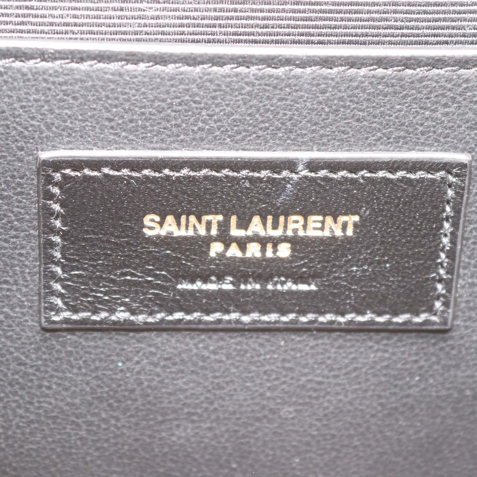 Saint Laurent Off White Croc Embossed Leather Medium Kate Tassel Shoulder Bag