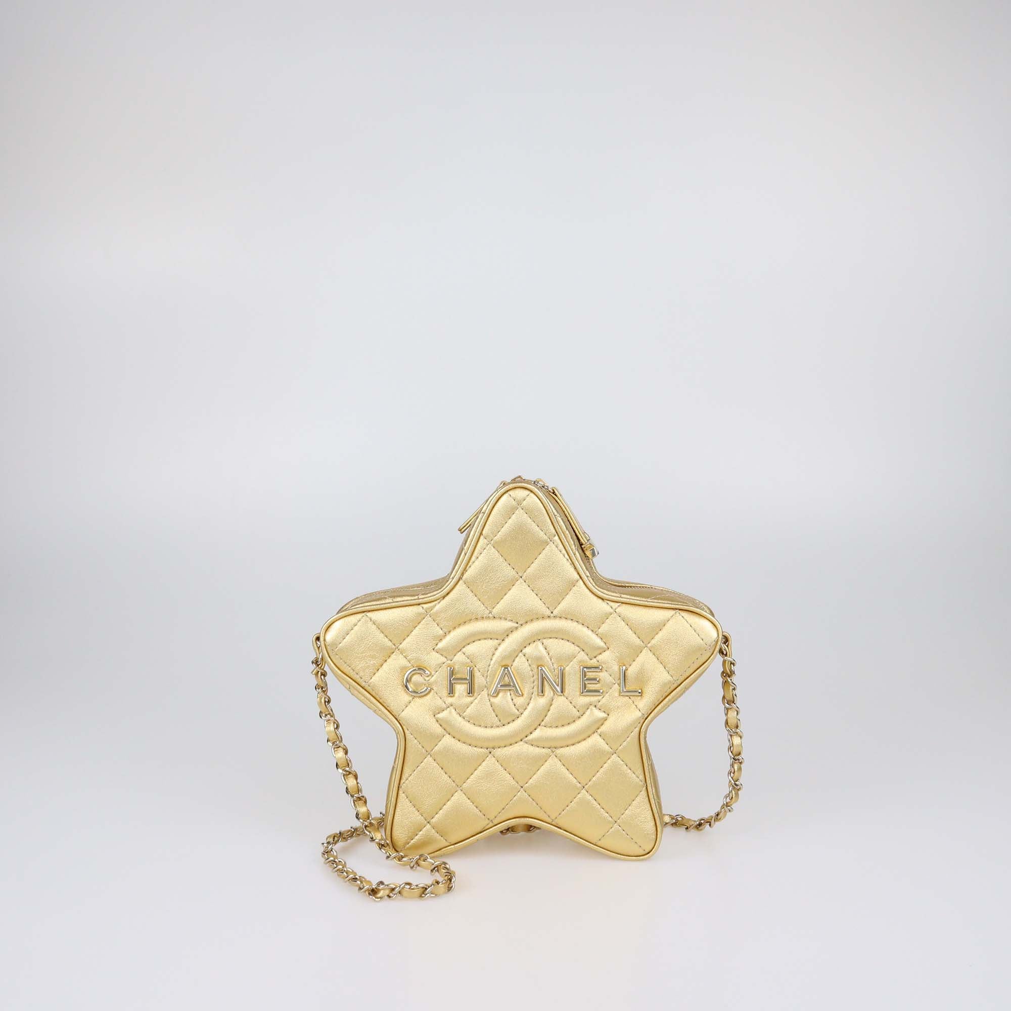 Chanel Gold Quilted Leather Walk of Fame Star Crossbody Bag
