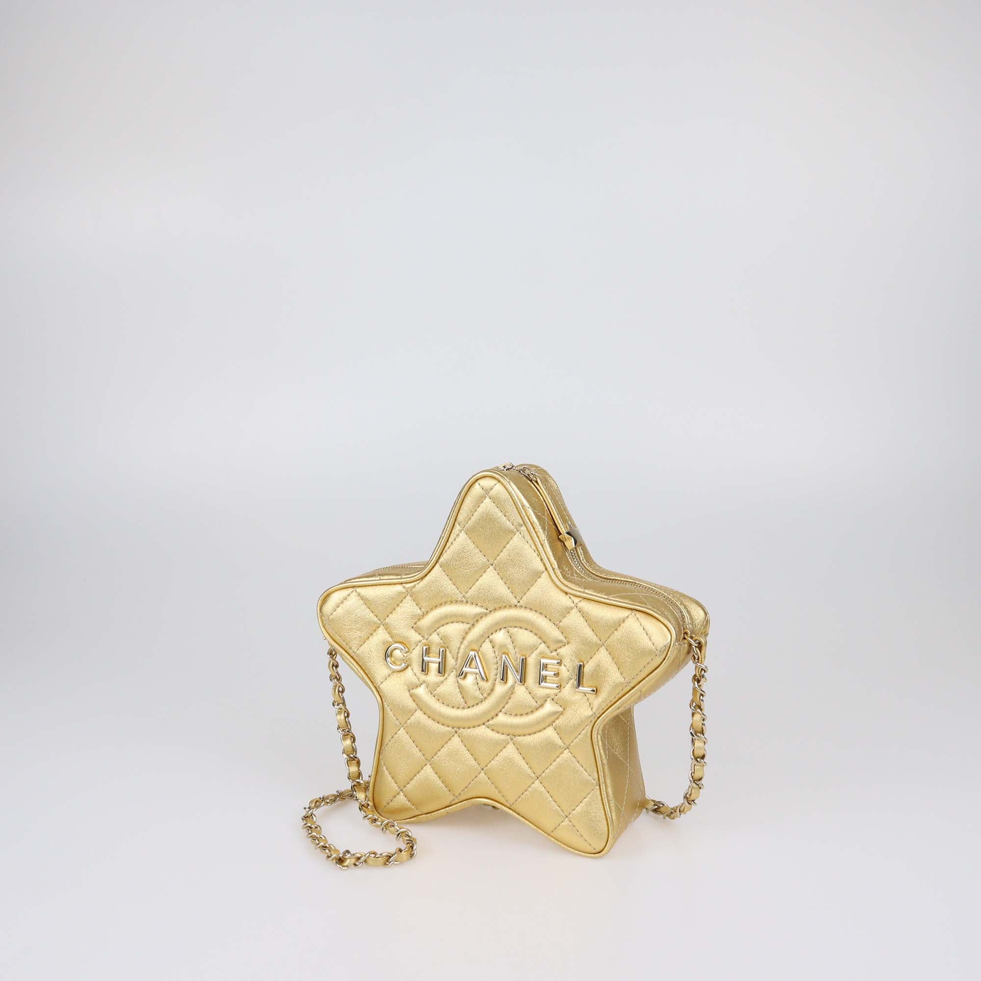 Chanel Gold Quilted Leather Walk of Fame Star Crossbody Bag
