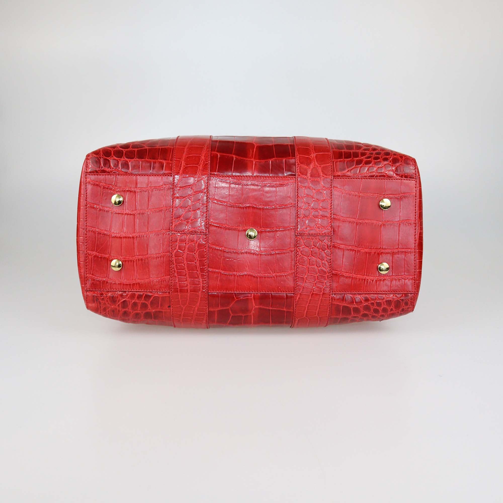 Donna Karan Collection Red Shine Crocodile Shopper Tote