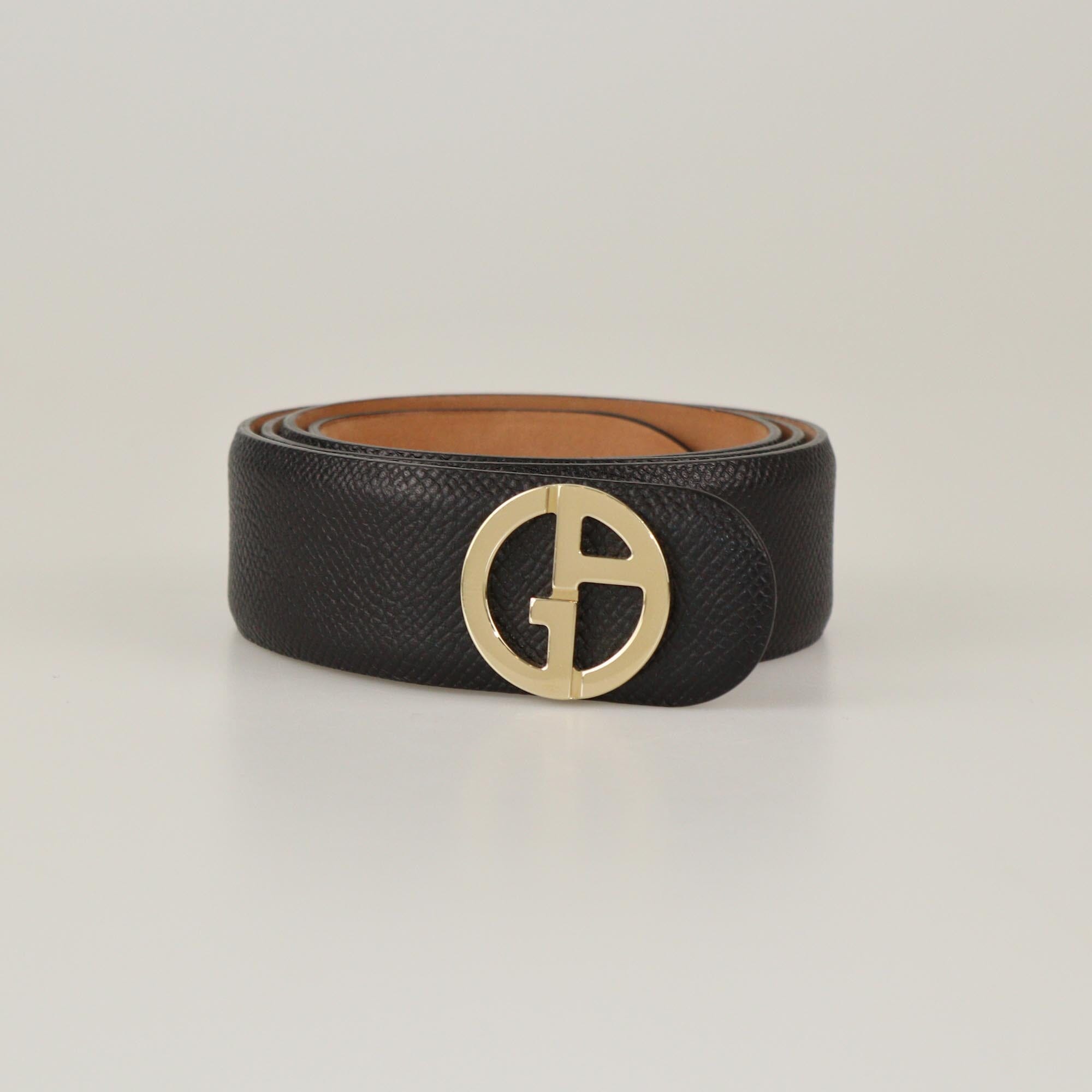 Giorgio Armani Black Slim Logo Bickle Belt - Main Image