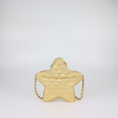 Chanel Gold Quilted Leather Walk of Fame Star Crossbody Bag