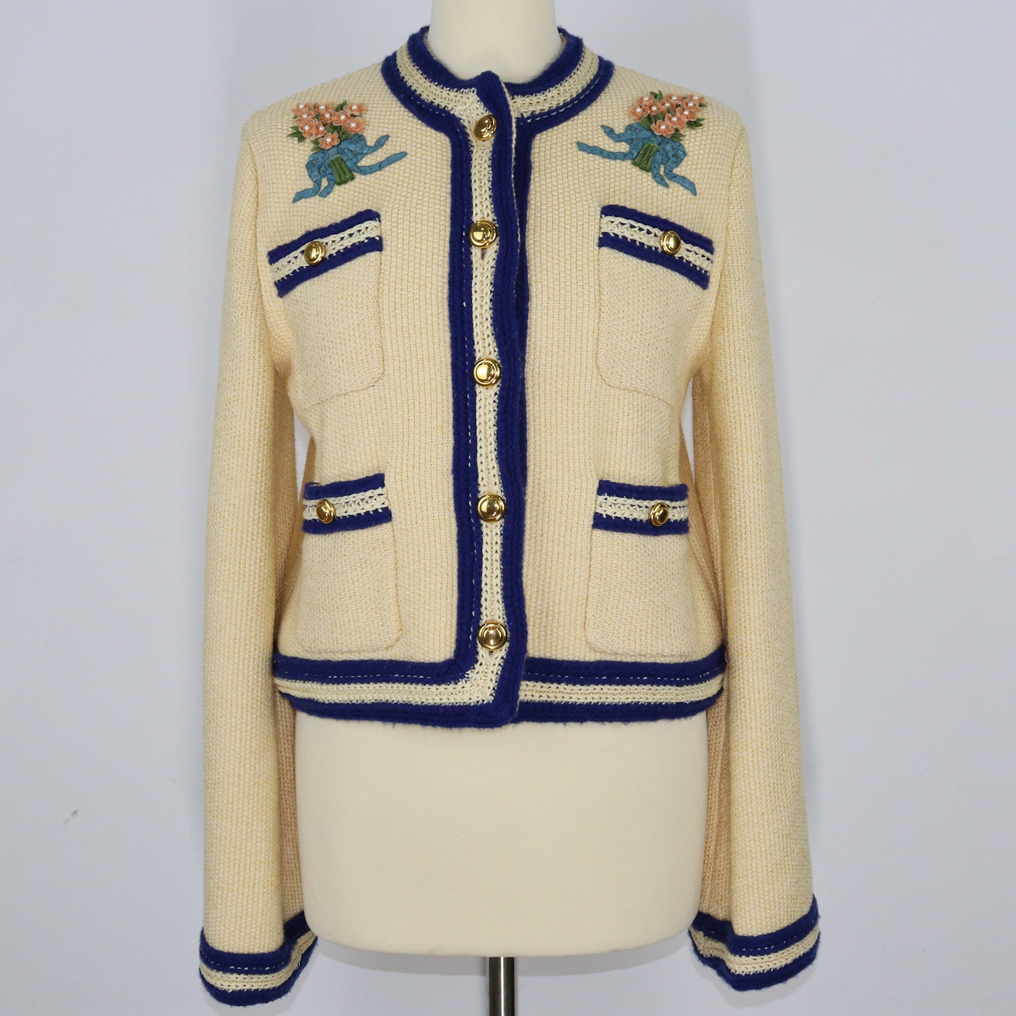 Yellow/Blue Embroidered Pocket Detail Jacket Clothing Gucci 