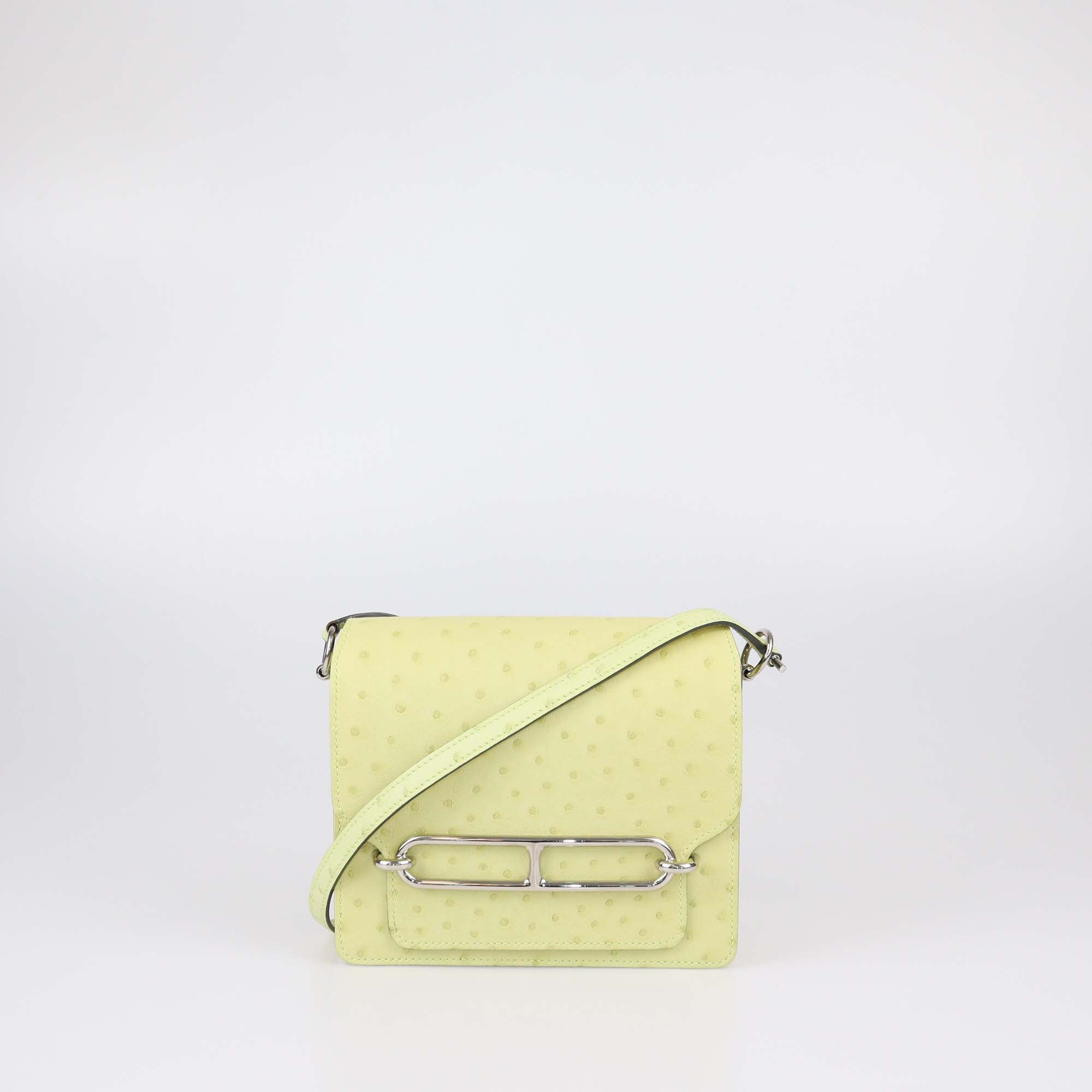 Hermes Jaune Bourgeon Ostrich Mini Roulis Bag