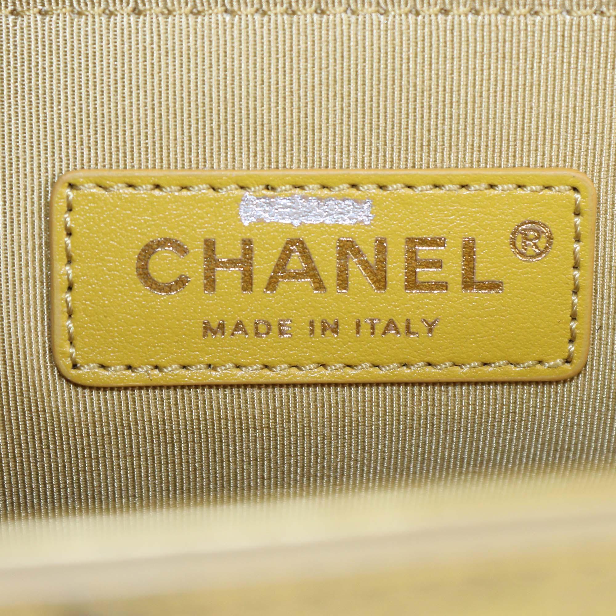 Chanel Gold Leather Chain Coco Mark Medium Embossed Graffiti Boy Bag