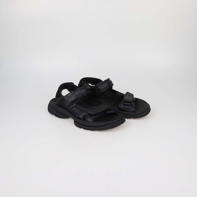 Balenciaga Black Faux Leather Tourist Sandals