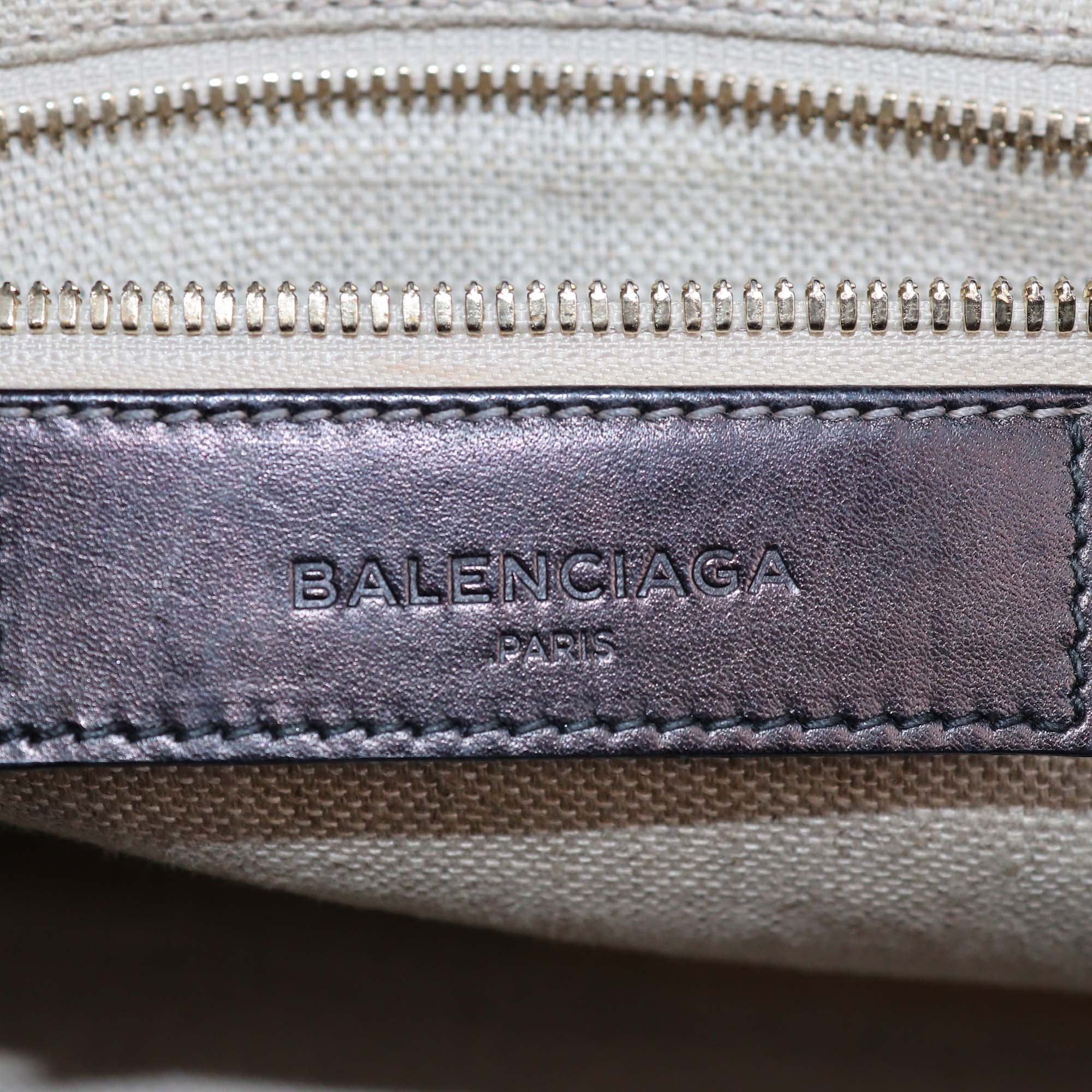 Balenciaga Black/Cream Leather & Snakeskin Padlock Tote