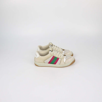 Gucci Beige Suede and Canvas Screener Sneakers