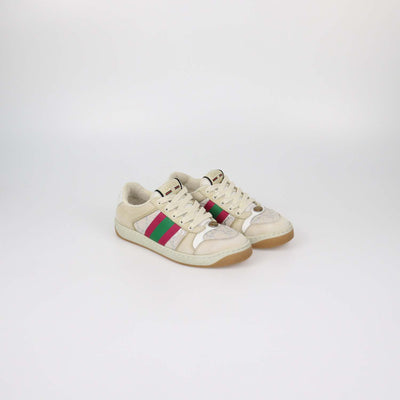 Gucci Beige Suede and Canvas Screener Sneakers