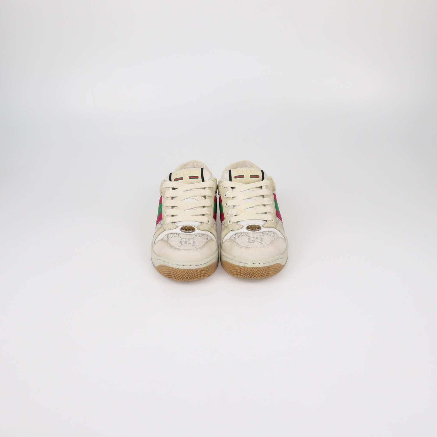 Gucci Beige Suede and Canvas Screener Sneakers