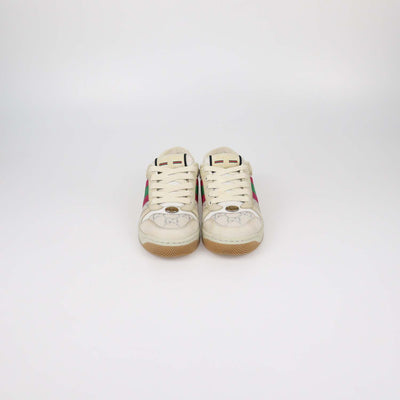 Gucci Beige Suede and Canvas Screener Sneakers
