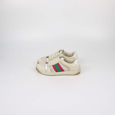 Gucci Beige Suede and Canvas Screener Sneakers