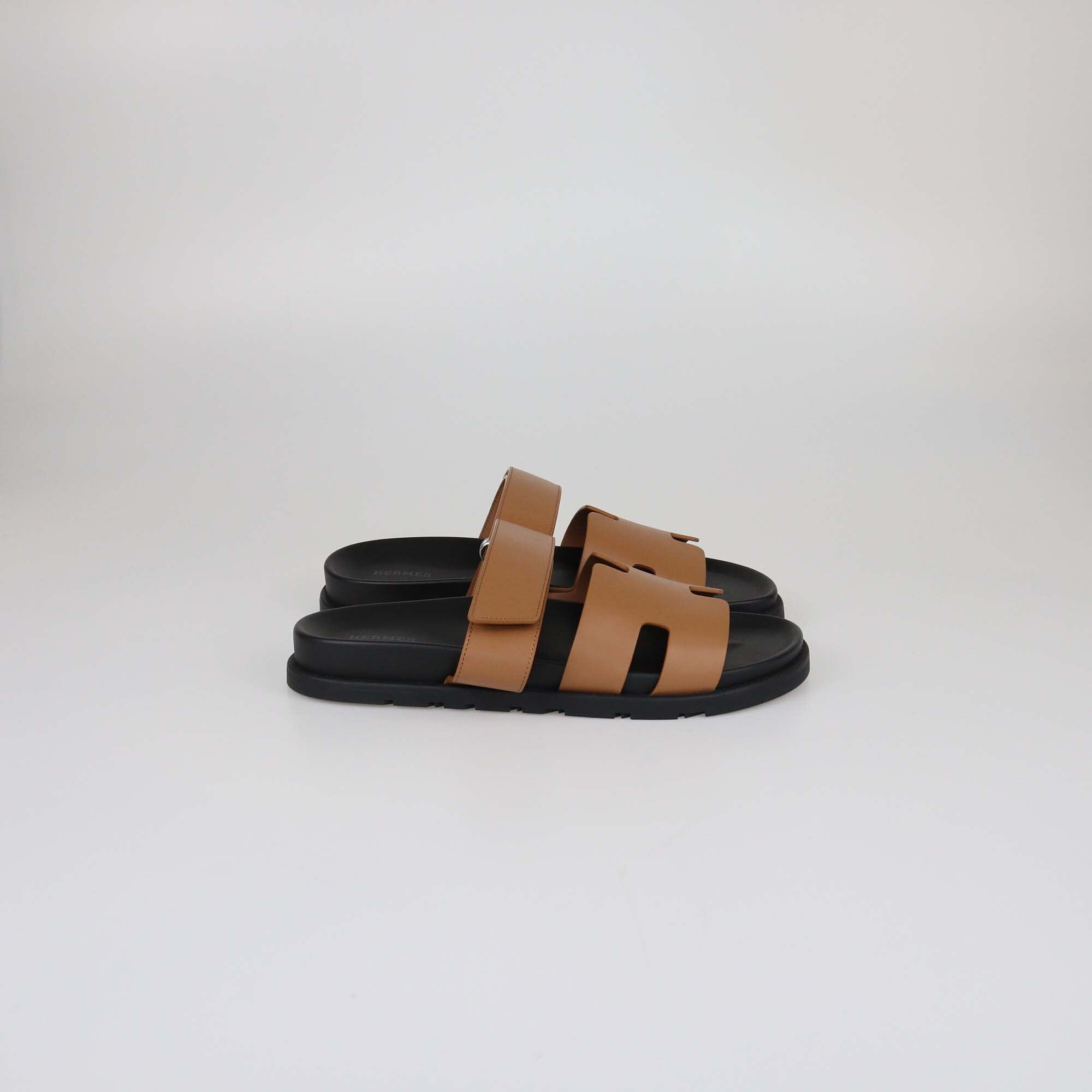 Hermes Gold Chypre Sandals Womens Hermes 