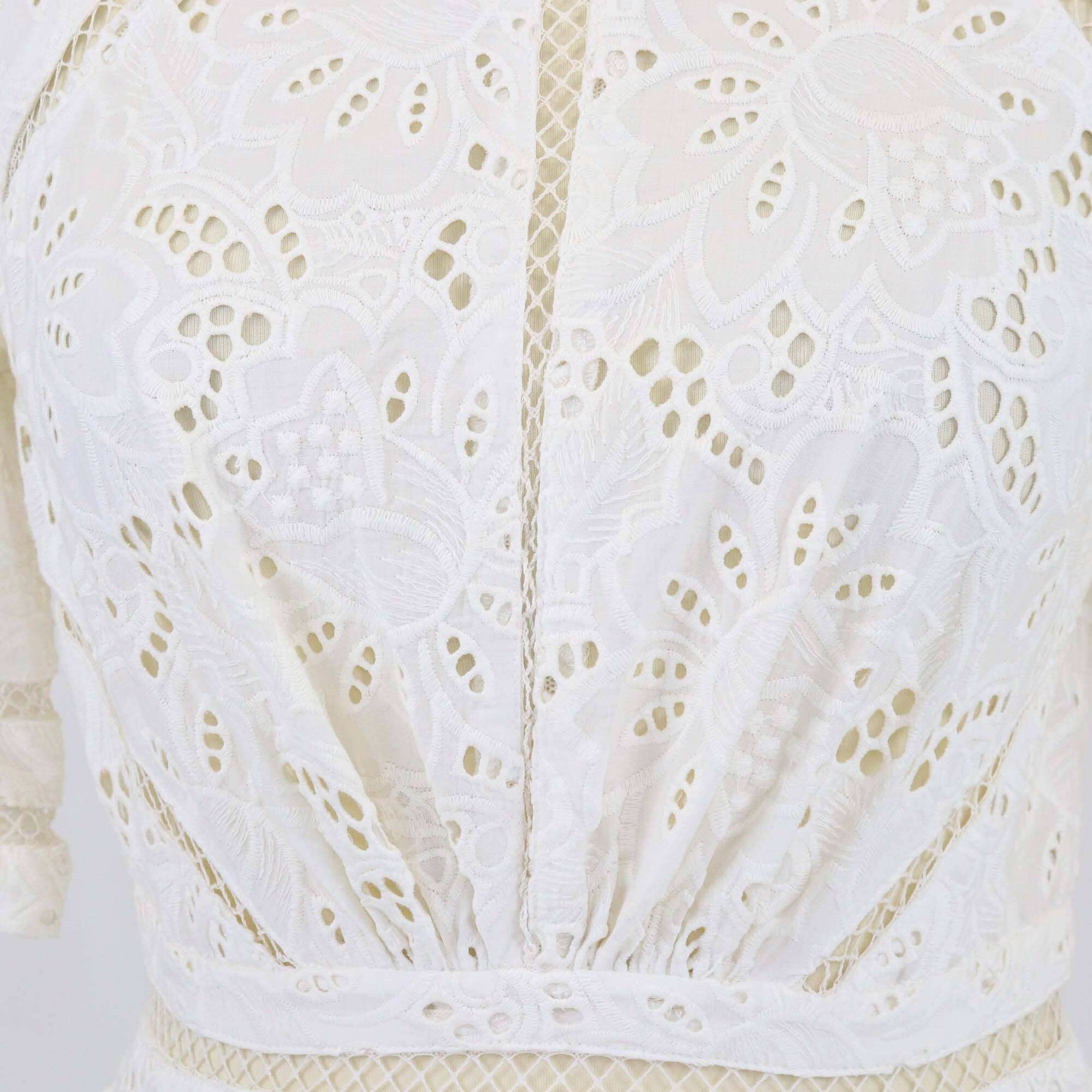 Zimmermann Off White Roza Eyelet Broderie Short Sleeve Midi Dress Womens Zimmermann 