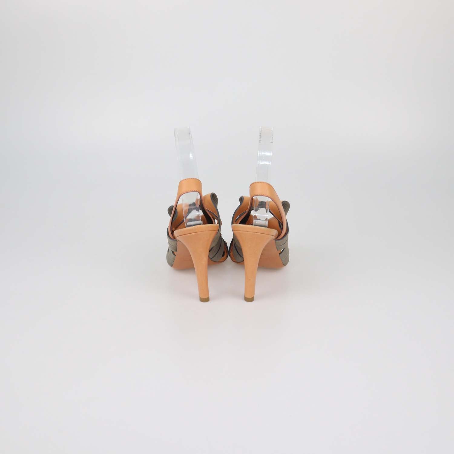 Balenciaga Peach/Grey Lizard Embossed Nubuck and Leather Origami Bow Sandals