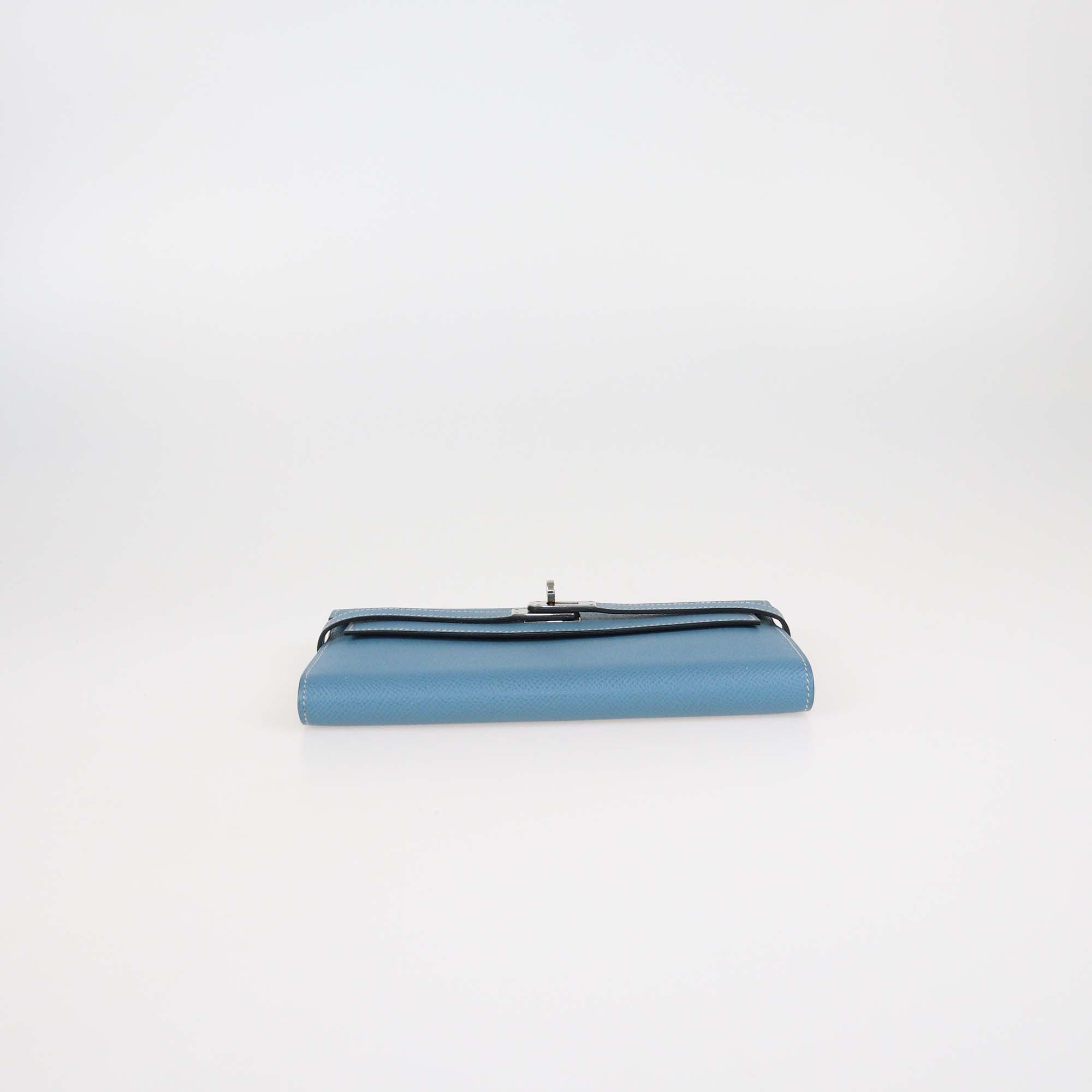 Hermes Blue Jean Epsom Leather Kelly Classic Wallet