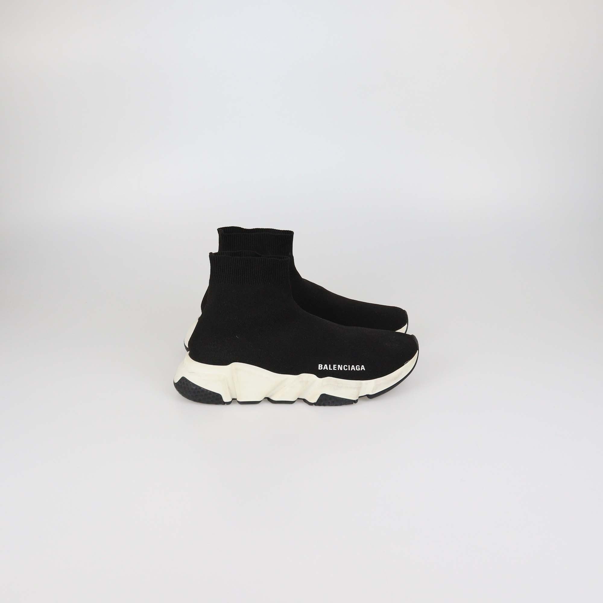 Balenciaga Black Knit Fabric Speed Trainer Sneakers