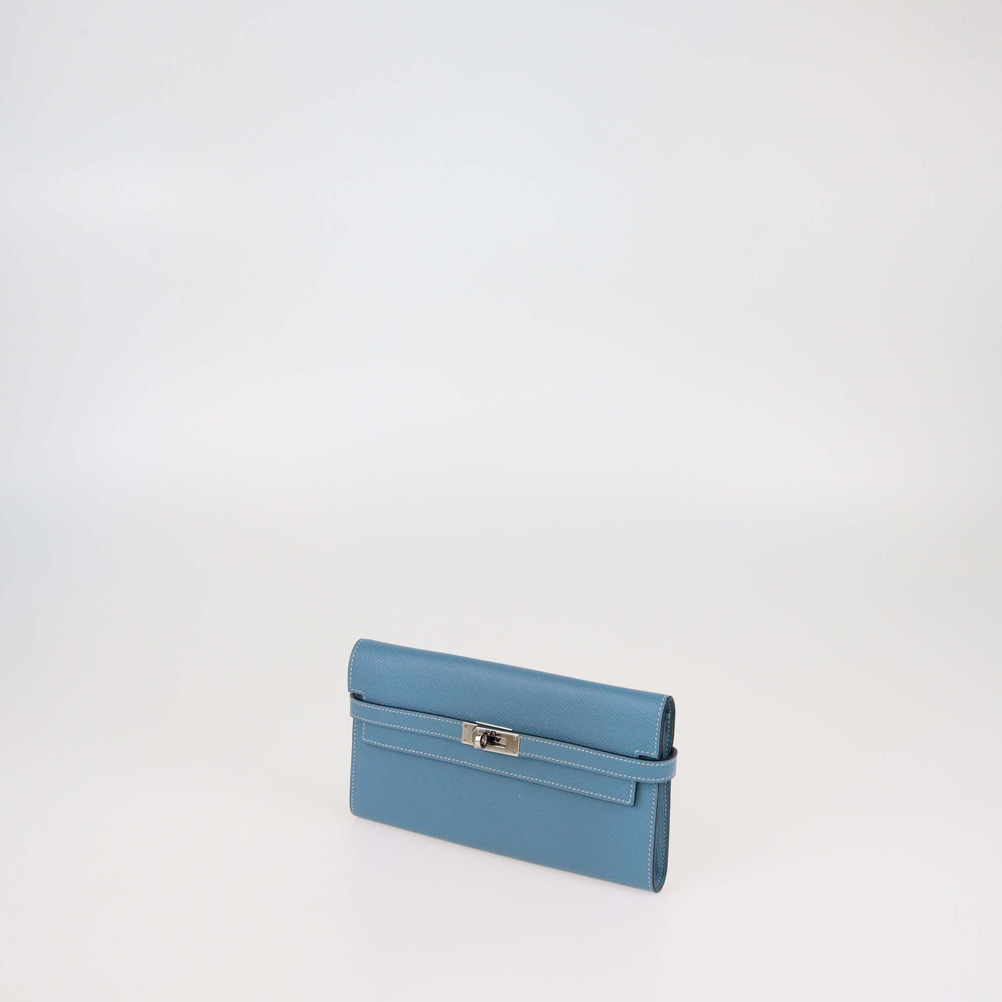 Hermes Blue Jean Epsom Leather Kelly Classic Wallet