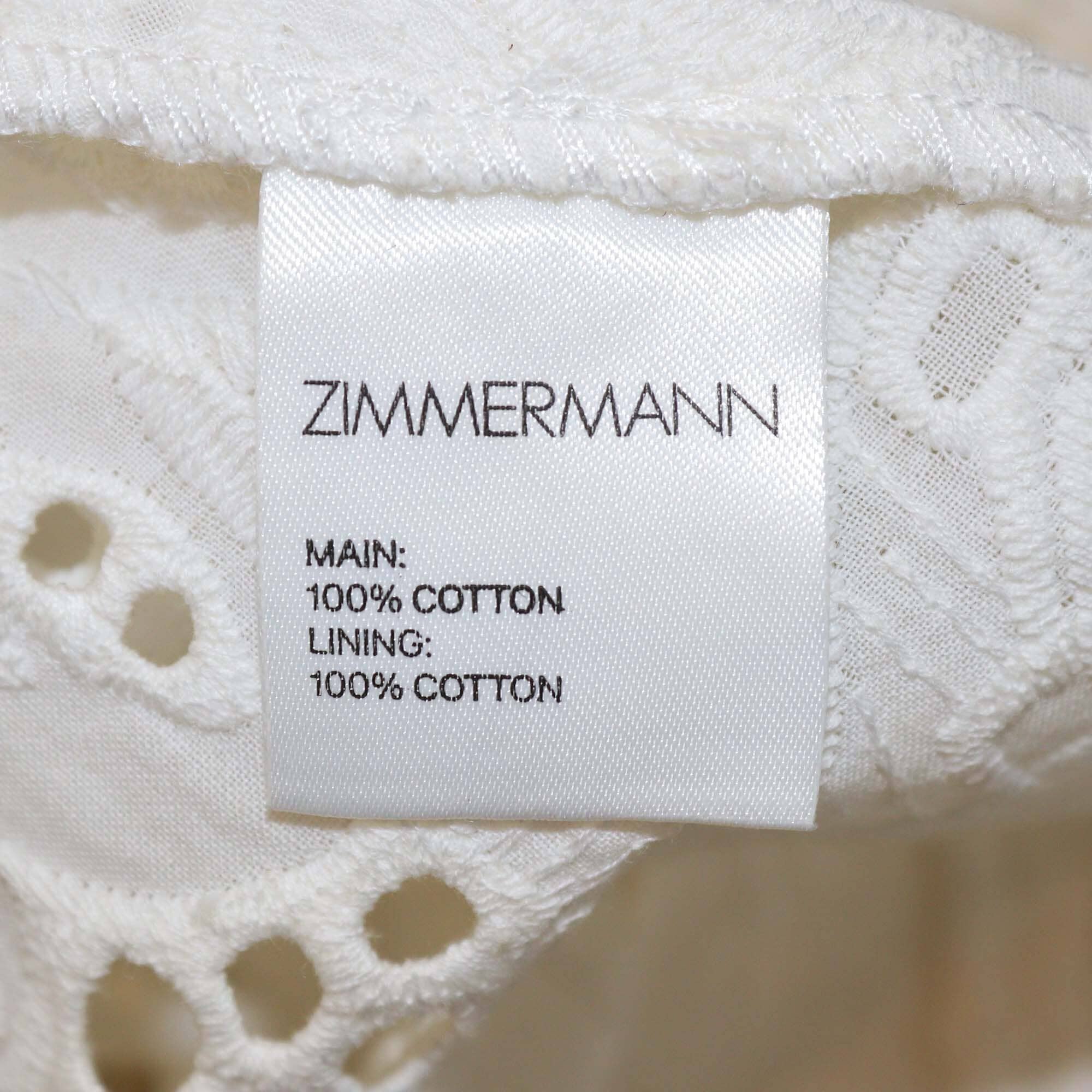 Zimmermann Off White Roza Eyelet Broderie Short Sleeve Midi Dress Womens Zimmermann 