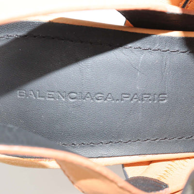 Balenciaga Peach/Grey Lizard Embossed Nubuck and Leather Origami Bow Sandals
