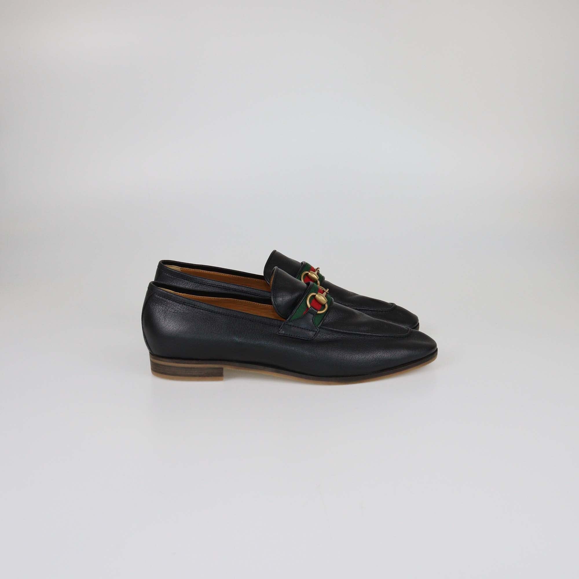 Gucci Black Web Horsebit Loafers Mens Gucci 