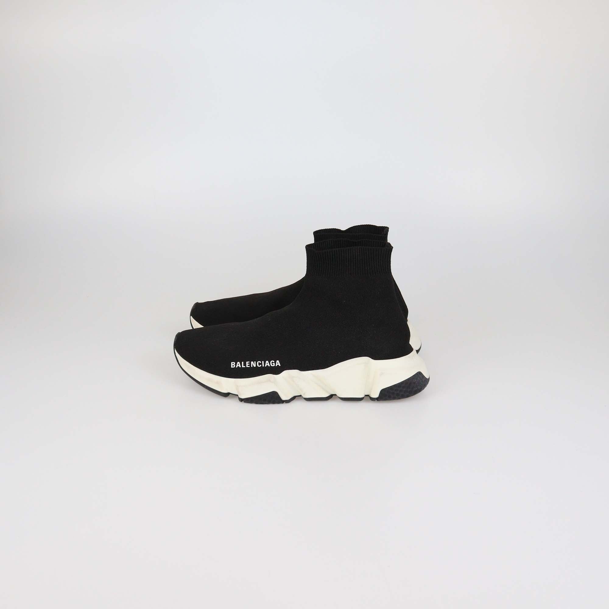 Balenciaga Black Knit Fabric Speed Trainer Sneakers