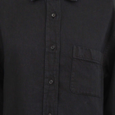 The Row Black Linen Denim Nesson Oversized Button Down Shirt