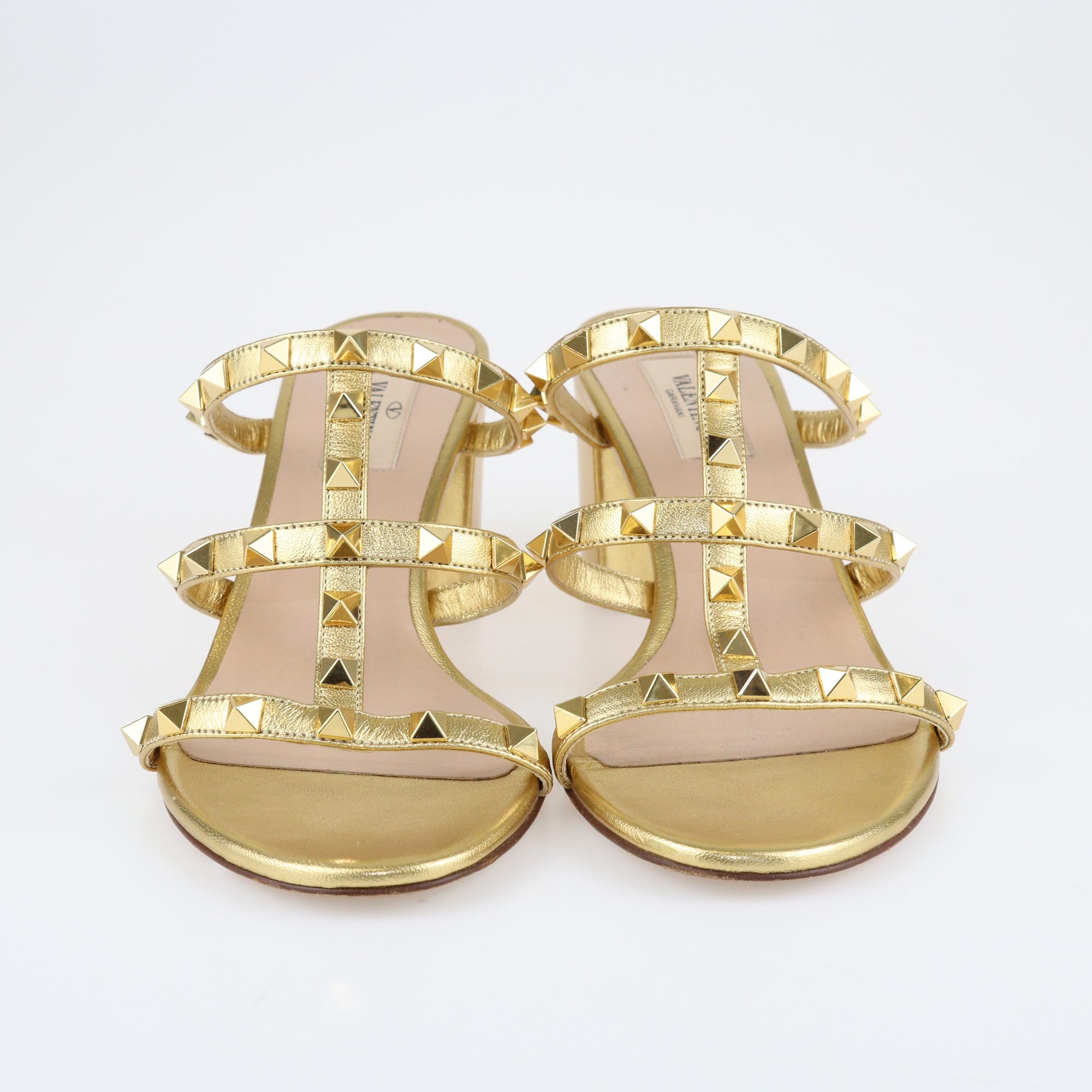 Gold Rockstud Slide Sandals Shoes Valentino 