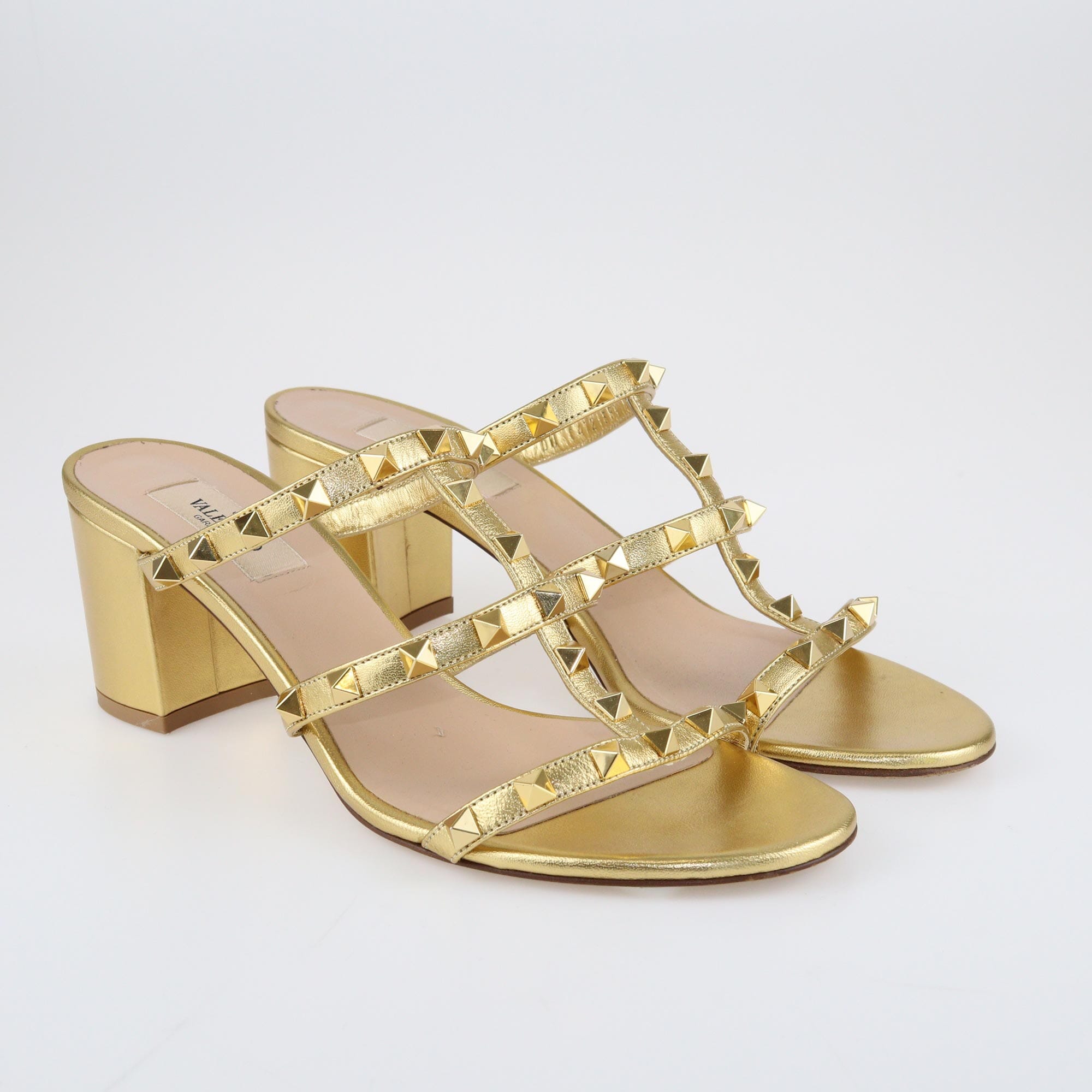 Gold Rockstud Slide Sandals Shoes Valentino 