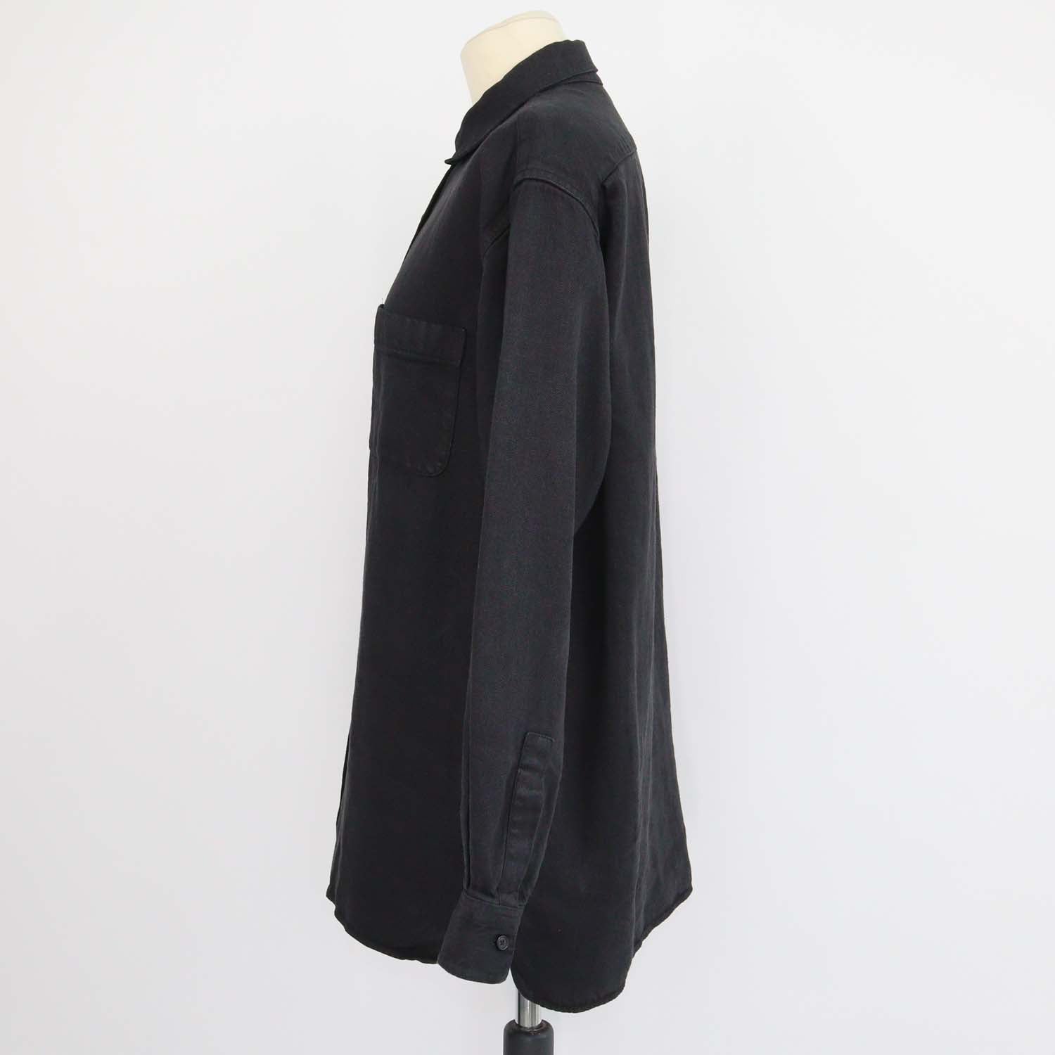 The Row Black Linen Denim Nesson Oversized Button Down Shirt