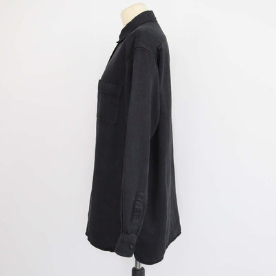 The Row Black Linen Denim Nesson Oversized Button Down Shirt