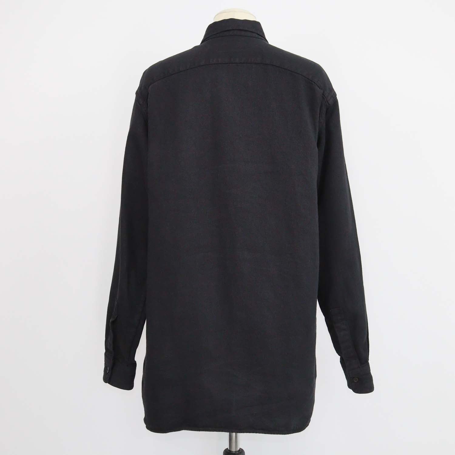 The Row Black Linen Denim Nesson Oversized Button Down Shirt
