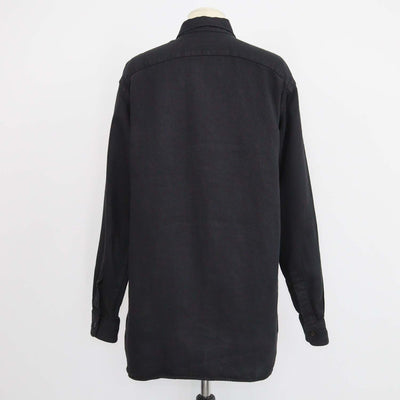 The Row Black Linen Denim Nesson Oversized Button Down Shirt