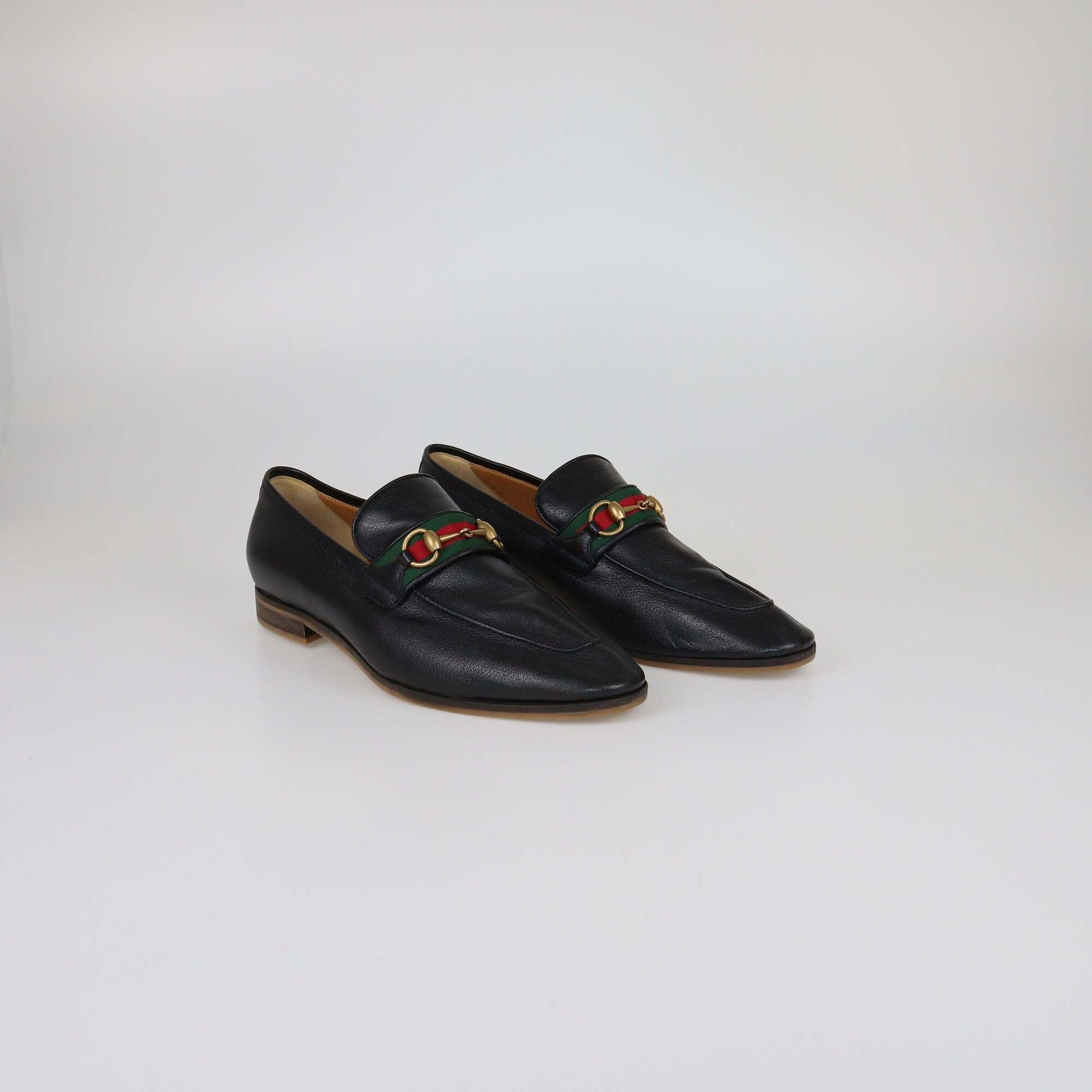 Gucci Black Web Horsebit Loafers Mens Gucci 