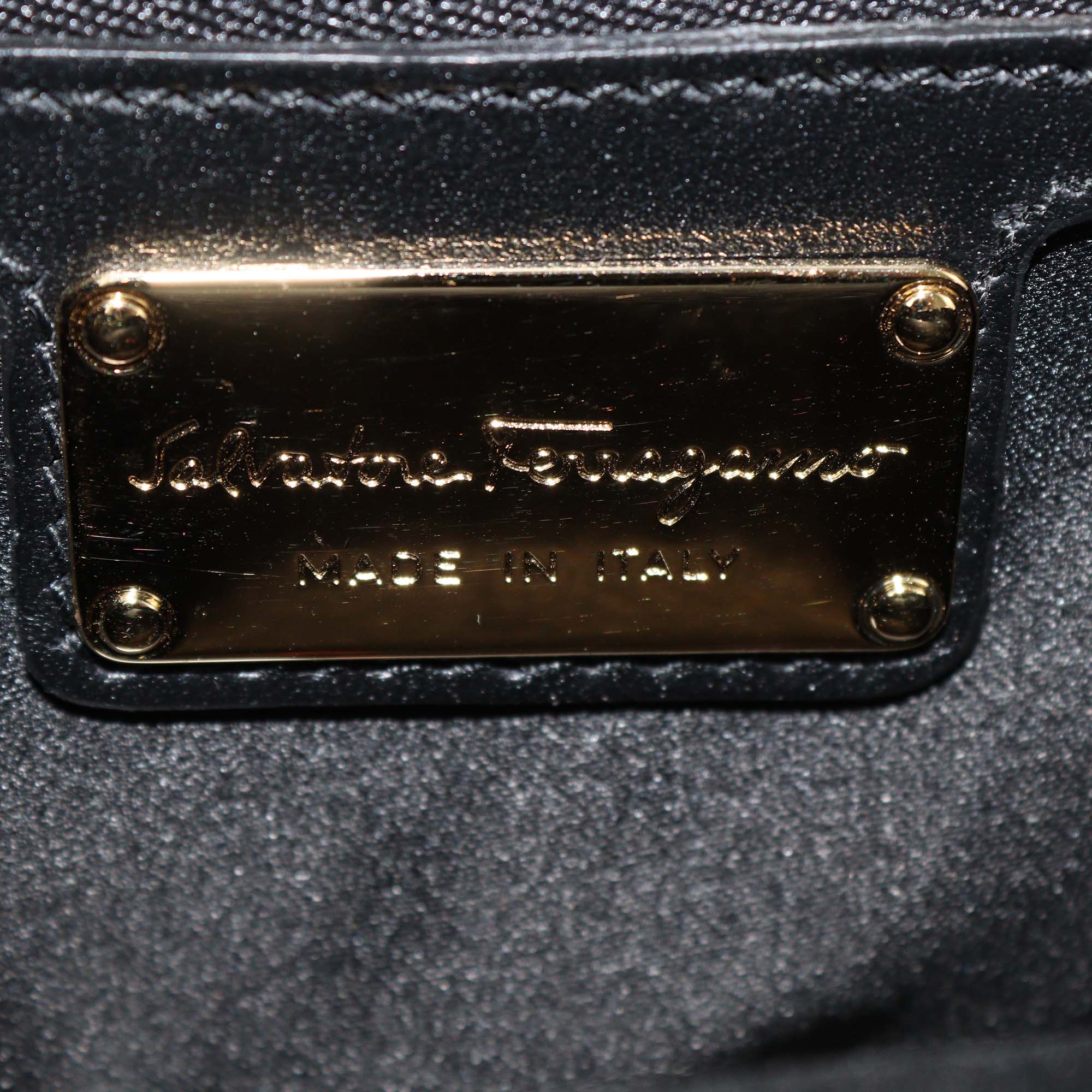 Salvatore Ferragamo Black Quilted Leather Small Fiamma Satchel